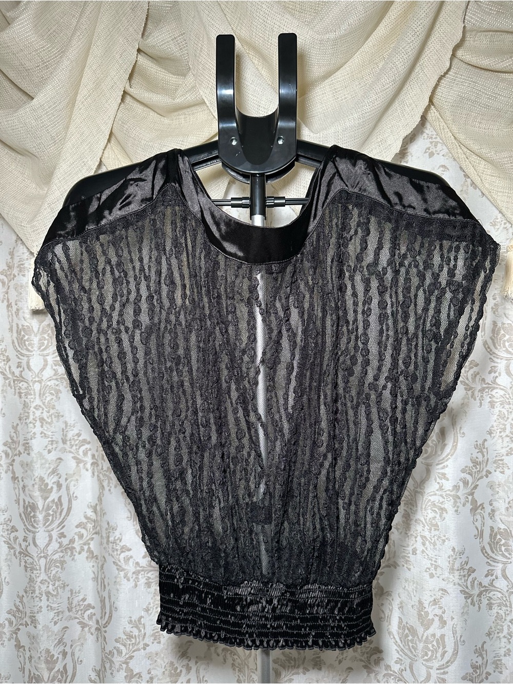 Y2K Sheer Smocked Waist Top.